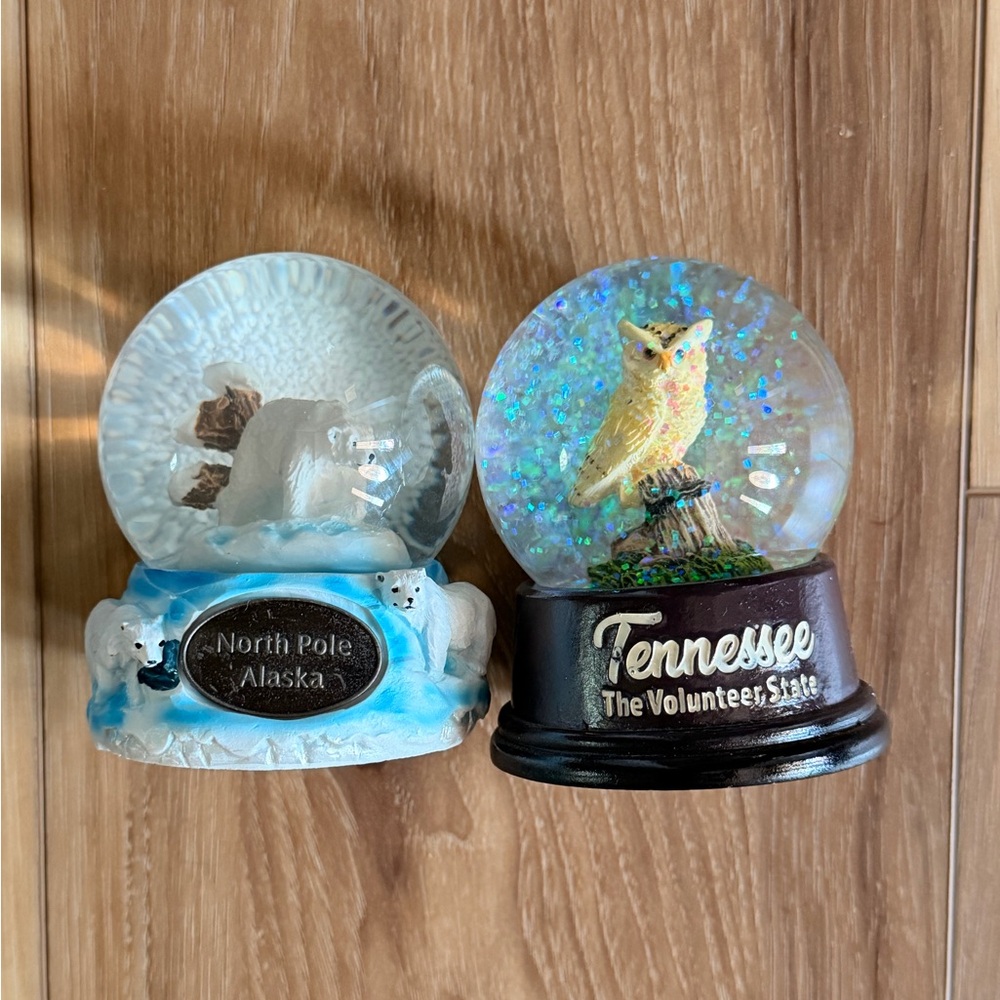 Polar Bear and Owl Snow Globe Set